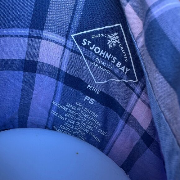 St John Purple Plaid Button Down Shirt Size S - Picture 2 of 8